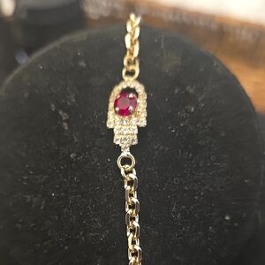 Rebekaj Price Elegant Gold and Red Gemstone Bracelet